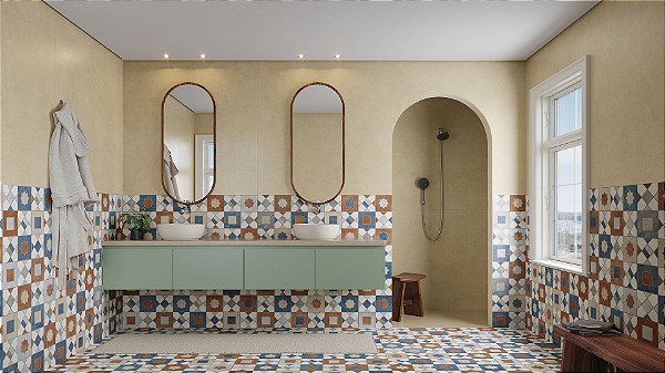 Porcelanato Ladrilho Marroquino Mix Nat 60X60 RET - 5062746A - CEUSA