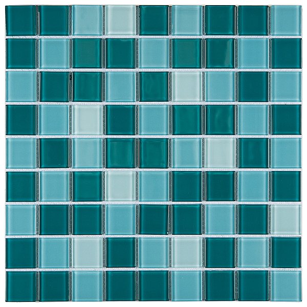 Pastilha de Vidro Cristal - Mix7 - Misc. Verde e Branca - 29,2x29,2 cm