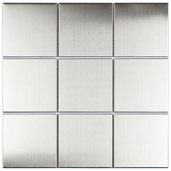 Pastilha Aço Inox Prata Escovado AX05- 30x30cm - Glass Mosaic