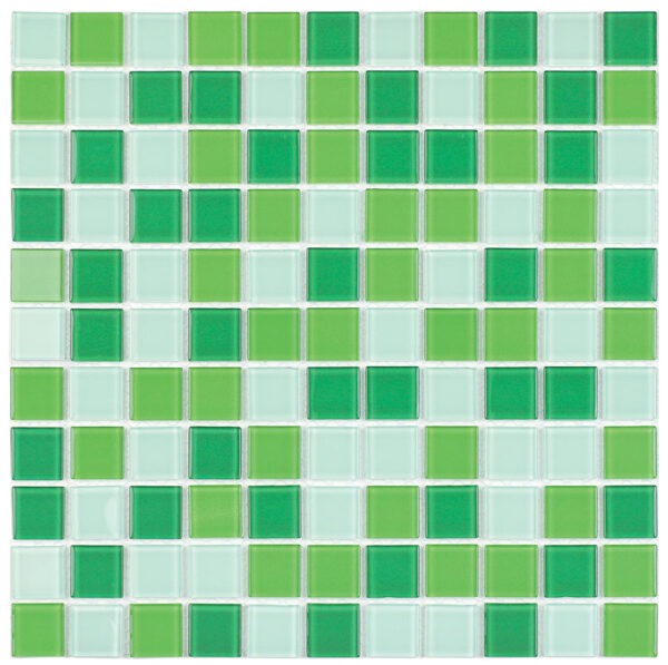 Pastilha de Vidro Cristal - Mix2515 - Misc. Verde - 30x30 cm - Glass Mosaic