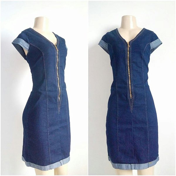 vestido jeans com ziper