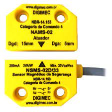 Sensor e Atuador magnéticos de segurança, NSMS-02D/33 + NAMS-02.