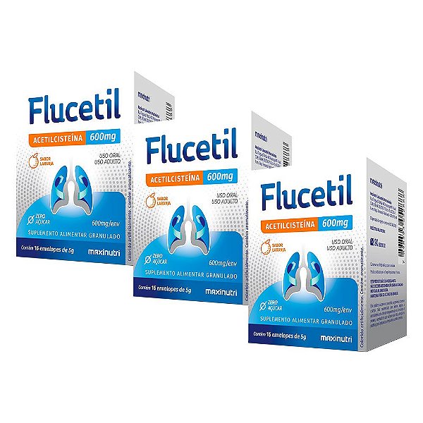 Kit 3 Expectorante Flucetil Acetilcisteina 600mg saches