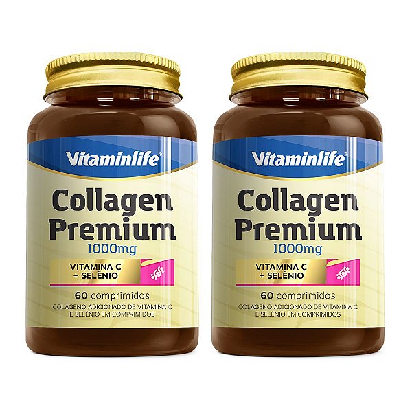 Kit 2 Collagen Colágeno Hidrolisado Premium 1000mg Selênio