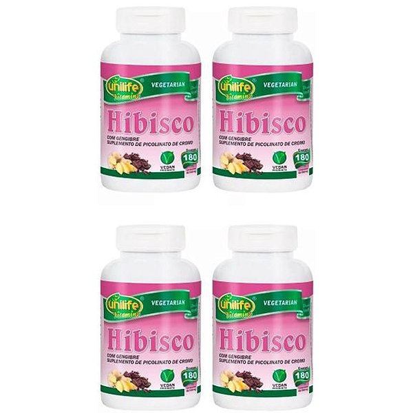 Kit Hibisco Com Gengibre Unilife Emagrecedor 720 Comprimidos