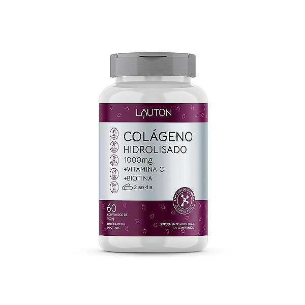 Colágeno Hidrolisado Vitamina C e Biotina Lauton 60 Comp