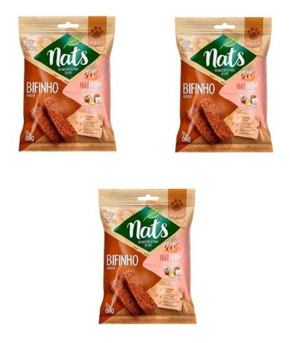 Kit 3 Sacos Bifinho Natural Para Cachorro Petisco Nats
