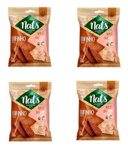 Kit 4 Sacos Bifinho Natural Para Cachorro Petisco Nats