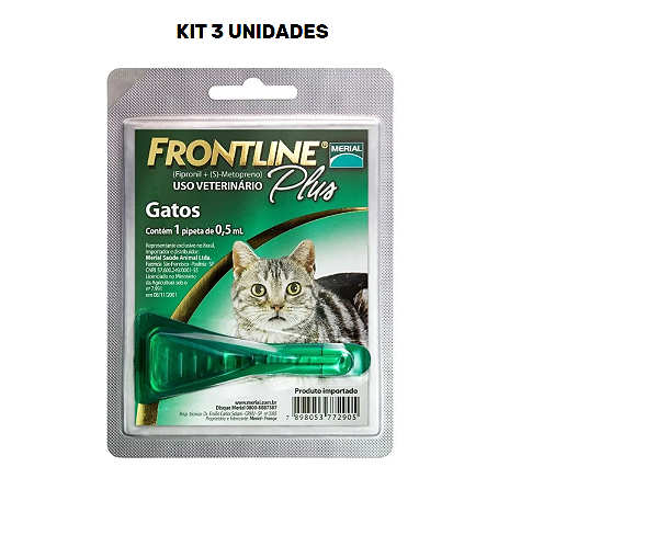 Kit 3 Pipetas Antipulgas E Carrapatos Para Gatos Frontline Plus