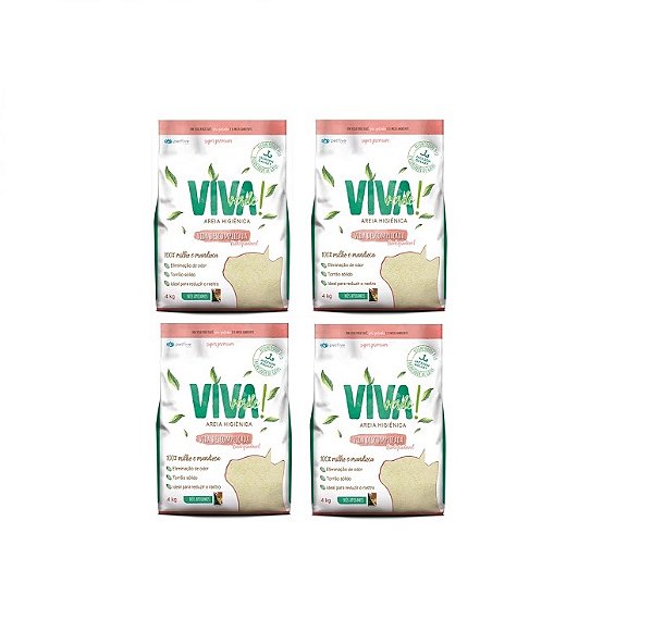 Kit 4 sacos Areia Higiênica Gatos Viva Verde Limpeza Descomplicada 4kg