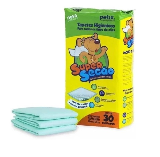 Tapete Higiênico Super Secão Petix 80x60 Ultra Absorvente Antivazamento para Cães