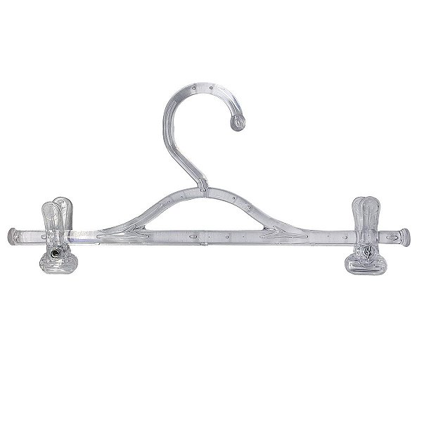 500 Cabide Saia Fixo Infantil Com Presilhas Acrílico Cristal  Virgem - 10,5 cm alt. x 24,4 cm larg. x 0,8 cm espessura - Pronta Entrega