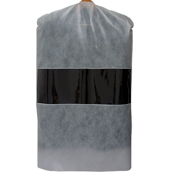10 Capas para Terno Brancas 100cm x 60cm - com Visor Central - Lavável - Produto 100% Nacional
