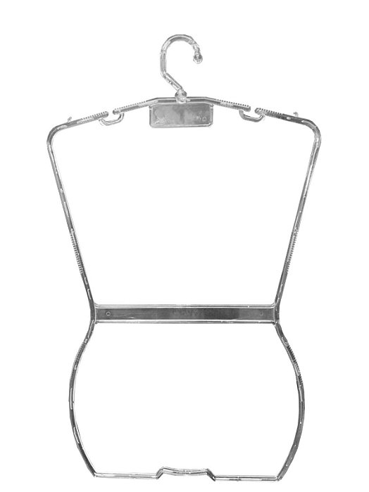 30 Cabides plus size silhueta corpo para vestidos, biquínis, maios e conjuntos com antiderrapantes e cavas  G - Acrilico Cristal Virgem -80x48x1,2cm - Pronta Entrega