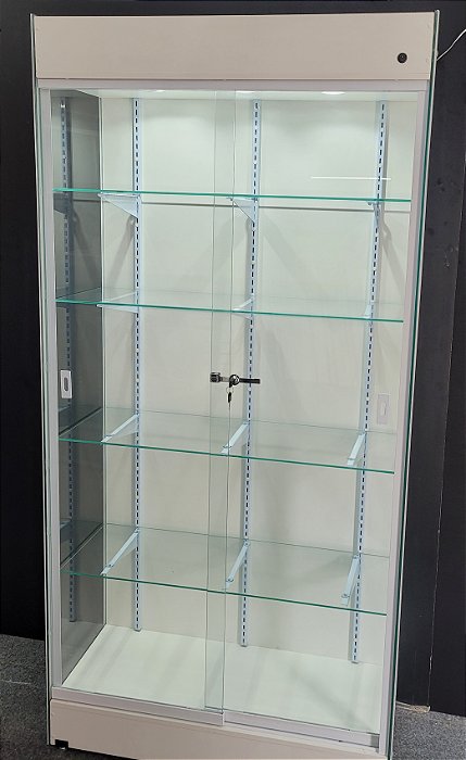Armário Estante de Vidro com Prateleiras Reguláveis, Iluminação LED, Fechadura de Segurança e Pés Ajustáveis - Ideal para Exposição e Organização - Medidas: 2,1m (A) x 100cm (L) x 40cm (P) - Outras Medidas Sob Consulta - Whats: (11) 94220-9117"