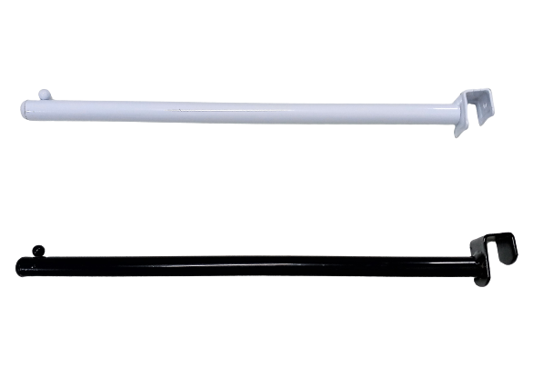5 RT Cabideiro reto base barra 20x30 mm p/ expor  roupas com 1 esfera - Extra reforçado - 30cm ou 40 cm- Branco ou Preto - Pronta entrega