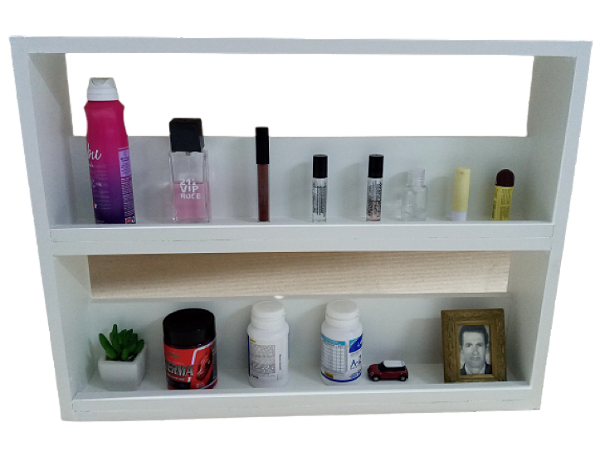 Expositor de esmalte, relógios, perfumes e outros produtos de beleza de madeira MDF reforçada - utilizar sobre balcão ou fixar na parede -60cm(L)x45cm (A)x 0cm(P)-Branco ou Preto