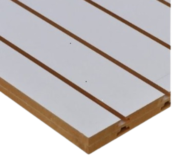 Painel canaletado slatwall MDF18mm BRANCO 0,61M(A)x2,75 M (L) -5 trilhos - 10cm entre trilhos - sob medida (11) 94220-9117