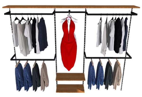 Conjunto Paris Completo de Estante com Trilho Cremalheira – Sistema Modular Versátil para Loja ou Closet | 2,00m de Altura x 2,40m de Largura