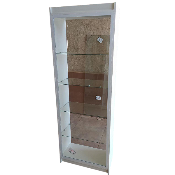 Estante Armário com Prateleiras de Vidro e Vitrine de Vidro – MDF 100%| 1,85m (A) x 0,64m (L) x 0,32m (P) – Pronta Entrega