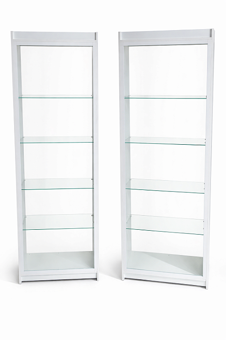 Estante Armário com Prateleiras de Vidro e Vitrine de Vidro – MDF 100%| 1,85m (A) x 0,64m (L) x 0,32m (P) – Pronta Entrega