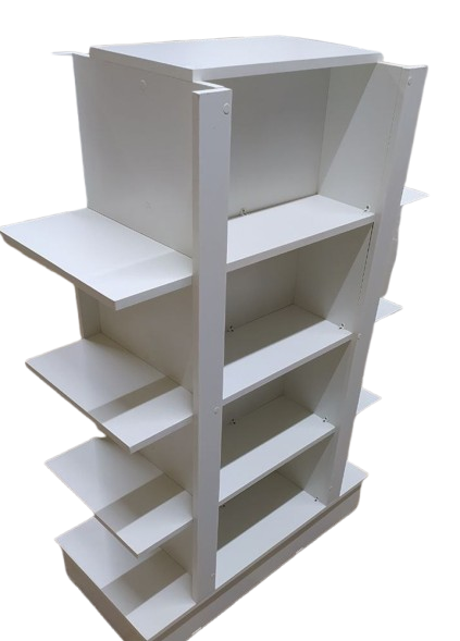 Gôndola Central Compacta Little com Prateleiras em Todos os Lados – 100% MDF 15mm – Estrutura Versátil e Reforçada – 1,20m Altura x 0,90m Largura x 0,38m Profundidade - PRONTA ENTREGA