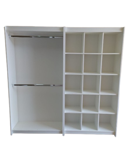 Kit Estante Colmeia com 15 Nichos e Estante Cabideiro Duplo - MDF 100% 15mm - SUPER REFORÇADO - 1,85M Altura x 0,32 M Profundidade x 1,84 M Largura - PRONTA ENTREGA