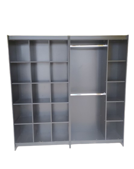 Kit Cabideiro Duplo com Nichos Laterais e Estante Colmeia com 15 Nichos- MDF 100% 15mm - SUPER REFORÇADO - 1,85M Altura x 0,32 M Profundidade x 1,84 M Largura - PRONTA ENTREGA