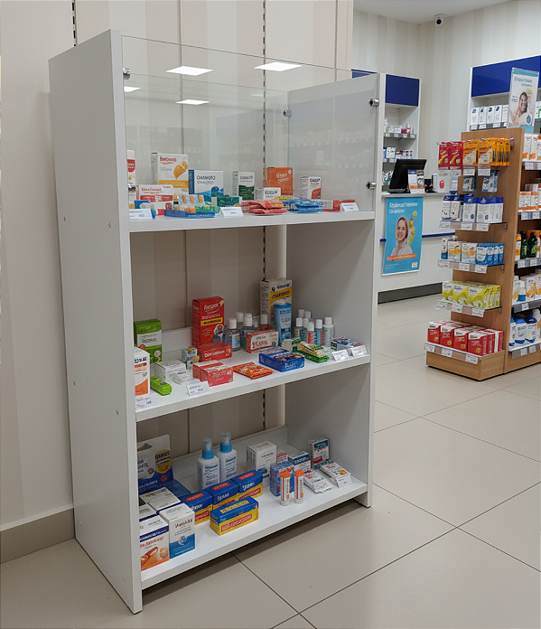 Expositor Ofertas Bancadas com Frente em Vidro – 3 Prateleiras | 90cm A x 54cm L x 30cm P - Funcional - Pronta Entrega