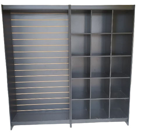 Kit Armário Estante Canaletado e Estante Colmeia com 15 Nichos - MDF 100% 15mm - SUPER REFORÇADO - 1,85m (A) x 1,84m (L) x 0,32cm (P) - PRONTA ENTREGA