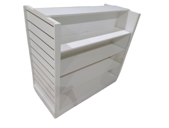 Gôndola Central com Canaletado Lateral e Prateleiras – MDF 100% 15mm– Funcional e Resistente – 1,20m A x 1,30m L x 0,60m P - PRONTA ENTREGA