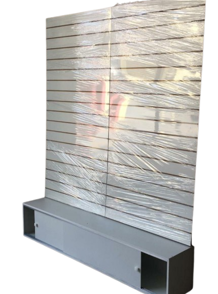 Painel Canaletado e Baú com Portas – MDF 100% 15mm – Prático e Moderno – 1,83m A x 0,90m L x 0,32m P - PRONTA ENTREGA