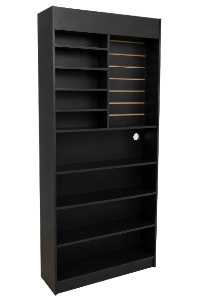 Totem Caixa de Pagamento Autoatendimento Mercadinho Com Prateleiras e Painel Canaletado - MDF 15mm - 1,85 x 92 x 32 - Modelo E-Market - Preço de Fabrica