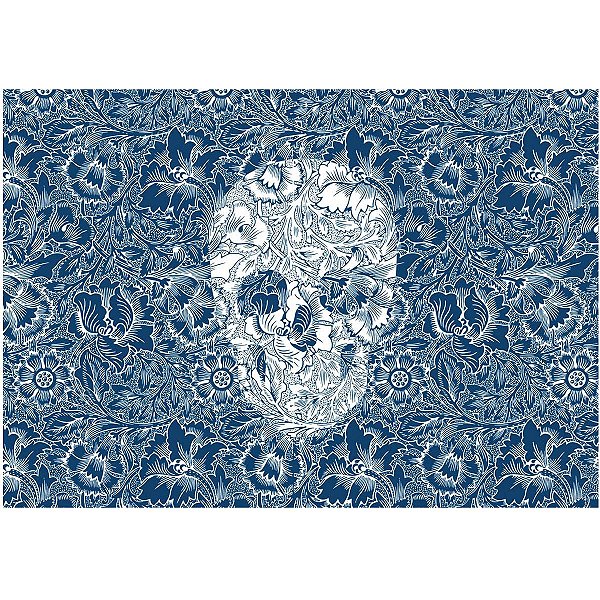 Jogo Americano Skull Flowers Blue - 02 Peças