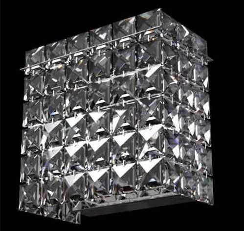 Arandela Interna Quadrada Inox Espelhado Cristal Transparente 15x12x8 New Design Halopin 600 Banheiros e Quartos