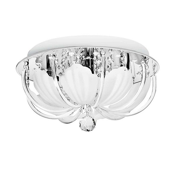 Plafon Floral Cromado Cristal Luciin - Play Light Iluminação