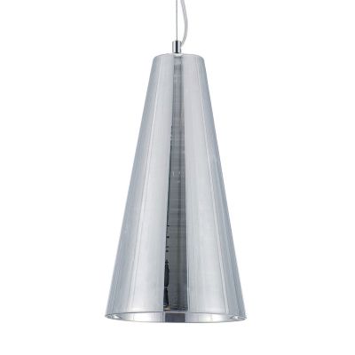 Pendente Conico Vertical Aço Vidro Cromado 33x18cm Bella Iluminação 1 E27 Bivolt HU2093C Cozinhas e Corredores