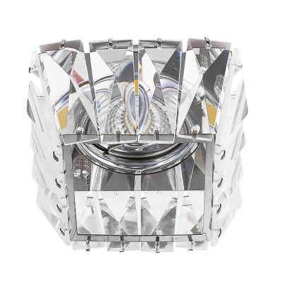 Spot Cristal Embutir Quad Metal Cromado 7,8x9,2cm Bella Iluminação 1 GU10 Dicróica Bivolt YD1026 Salas e Entradas