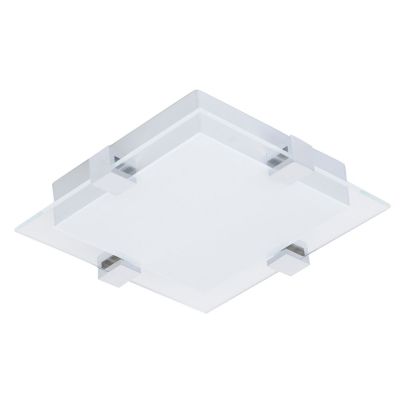 Plafon Quad LED Vidro Branco Metal Prata 7x30cm Bella Iluminação 1 LED 12W Bivolt ZU018S Corredores e Quartos