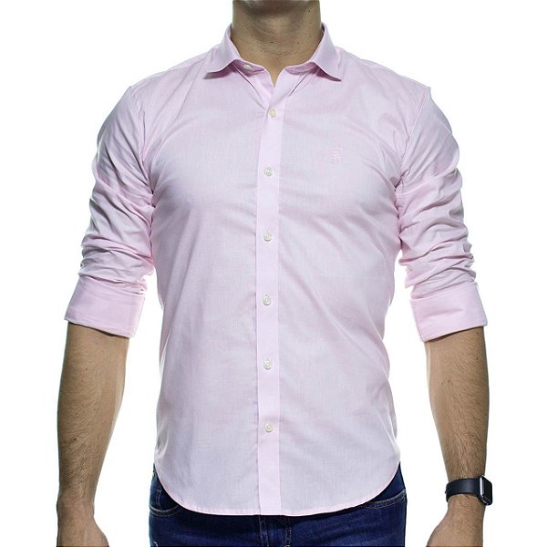 camisa slim rosa