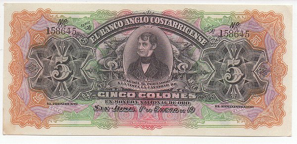 Cédula do Banco Anglo Costaricense - Costa Rica - 1917