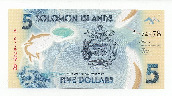 Cédula das Ilhas Salomão - 5 dólares