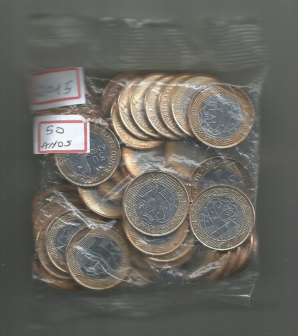 Sachê de moedas de 1 real - 2015 - BANCO CENTRAL 50 ANOS