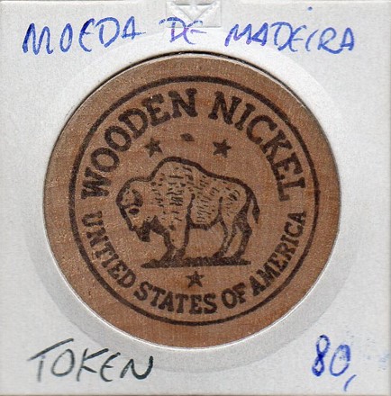 Token dos Estados Unidos - Níquel de Madeira - Califórnia