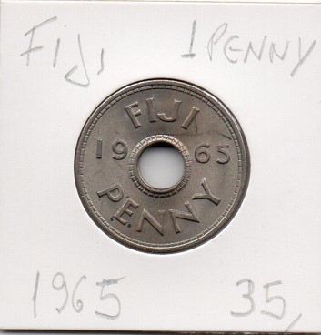 Moeda de Fiji - 1965 - 1  Penny
