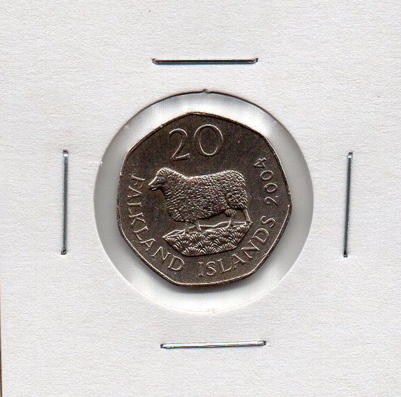 Moeda das Ilhas Falklands - 20 Pence de 2004