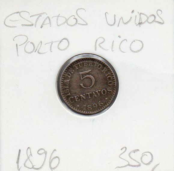 Moeda de Porto Rico - 5 Centavos - 1896