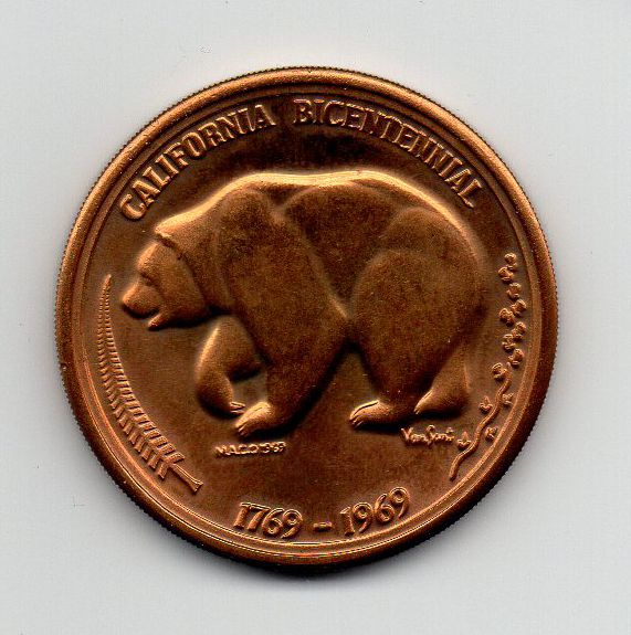 Medalha do Bicentenário da Califórnia - Estados Unidos 1969