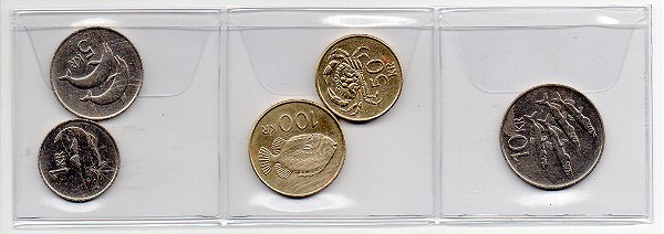 Série de moedas da Islândia 1, 5, 10 ,50 ,100
