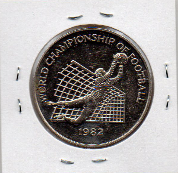 Moeda Comemorativa da Jamaica de 1 dólar de 1982 - Copa do Mundo da Espanha